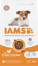IAMS Puppy & Junior Small/Medium kip – 3 kg hondenbrokken verpakking