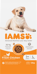 IAMS Adult Large Breed kip – 12 kg hondenbrokken verpakking