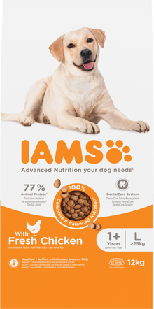 IAMS Adult Large Breed kip – 12 kg hondenbrokken verpakking