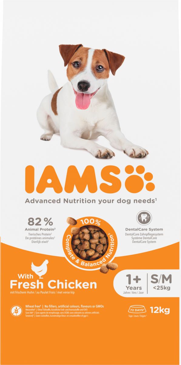 IAMS Adult Small/Medium kip – 12 kg hondenbrokken verpakking