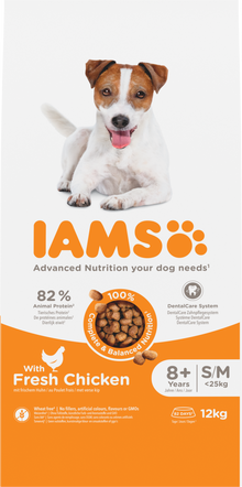 IAMS Senior Small/Medium kip – 12 kg hondenbrokken verpakking