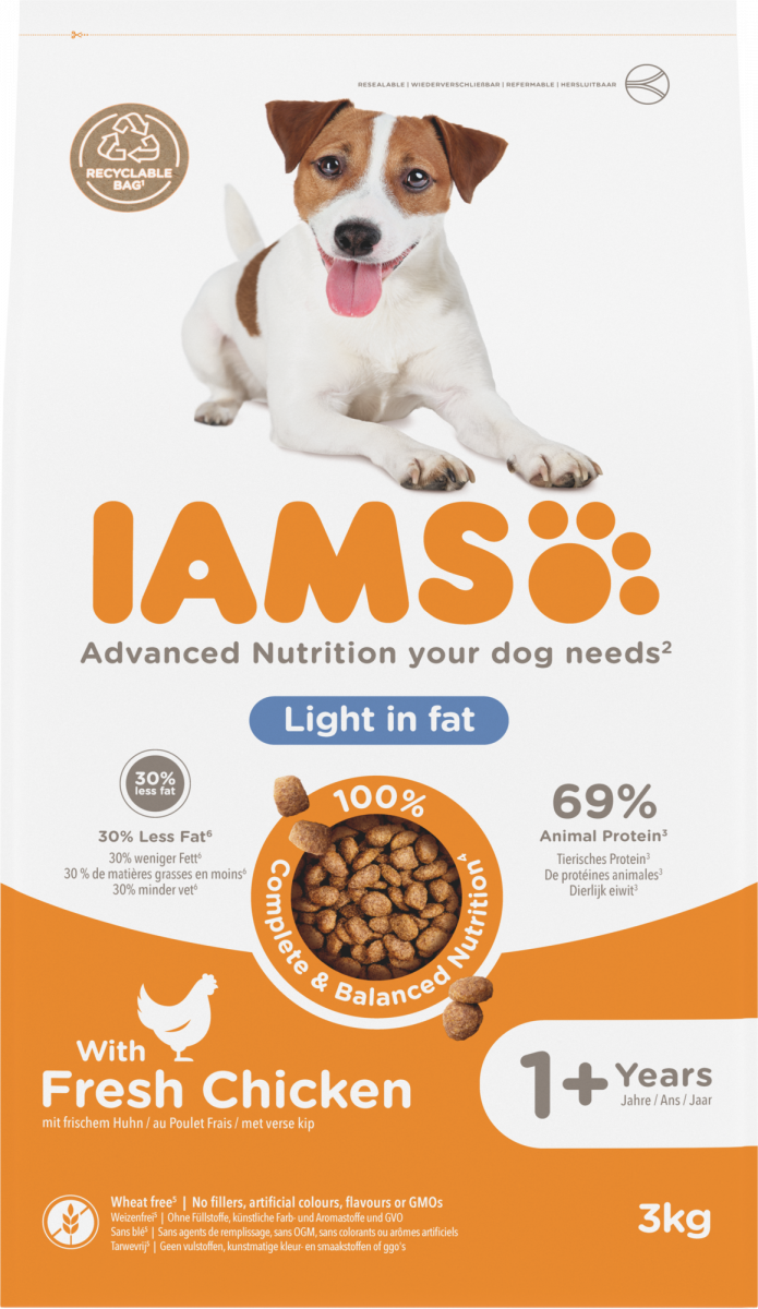 IAMS Adult Weight Control kip – 3 kg hondenbrokken verpakking