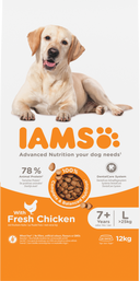 IAMS Senior Large Breed kip – 12 kg hondenbrokken verpakking