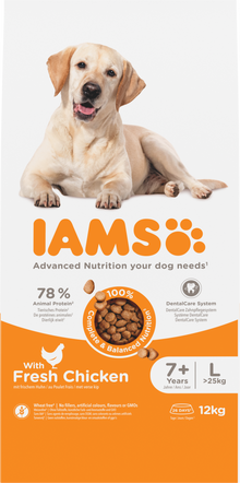 IAMS Senior Large Breed kip – 12 kg hondenbrokken verpakking