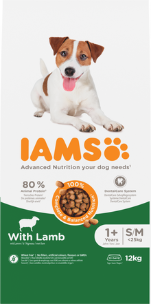 IAMS Adult Small/Medium lam – 12 kg hondenbrokken verpakking