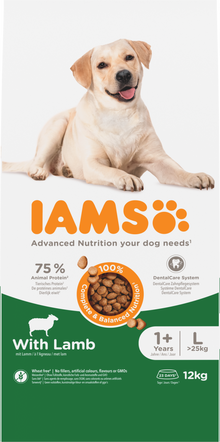 IAMS Adult Large Breed lam – 12 kg hondenbrokken verpakking