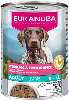 Verpakking Eukanuba Working & Endurance natvoer voor actieve volwassen honden, 400 g
