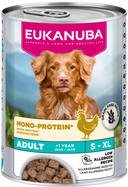 Verpakking Eukanuba Mono-Protein Kip natvoer voor volwassen honden, 400 g
