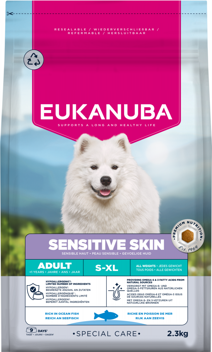 Zak Eukanuba Special Care Sensitive Skin Adult hondenbrokken, 2,3 kg