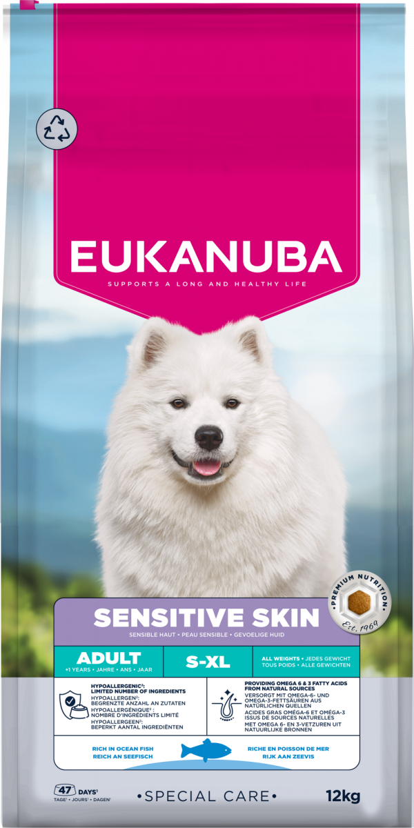 Zak Eukanuba Special Care Sensitive Skin Adult hondenbrokken, 12 kg