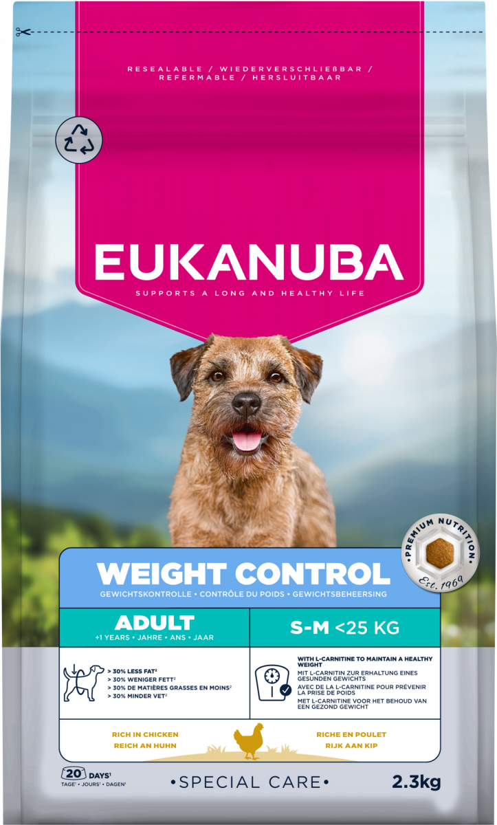 Zak Eukanuba Weight Control Adult Small/Medium hondenbrokken, 2,3 kg
