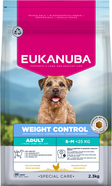 Zak Eukanuba Weight Control Adult Small/Medium hondenbrokken, 2,3 kg