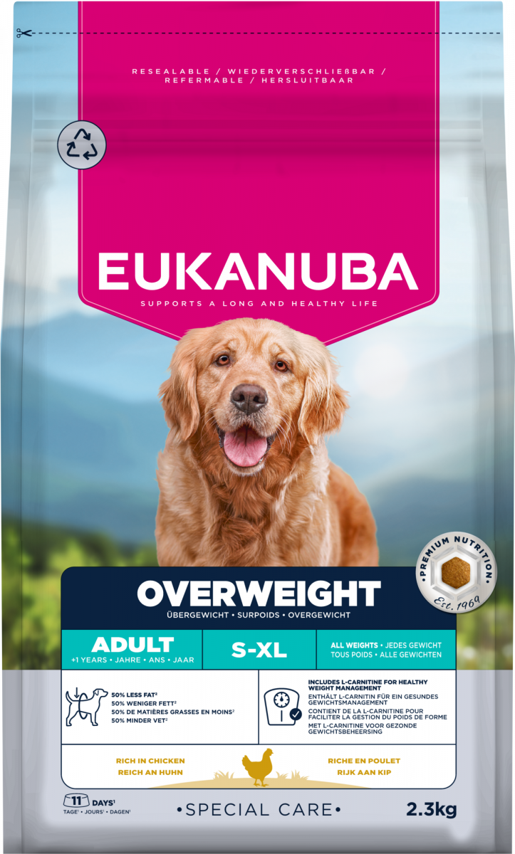 Zak Eukanuba Special Care Overweight Adult hondenbrokken, 2,3 kg