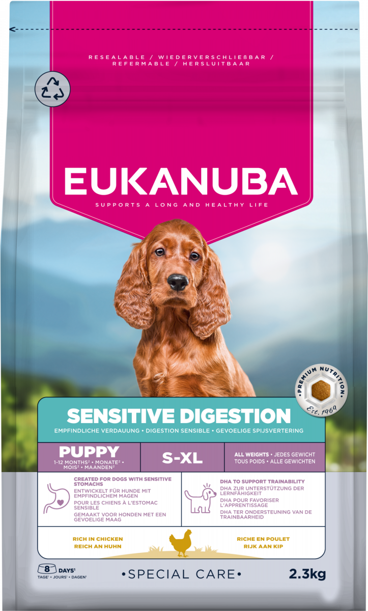Zak Eukanuba Puppy Sensitive Digestion hondenbrokken, 2,3 kg