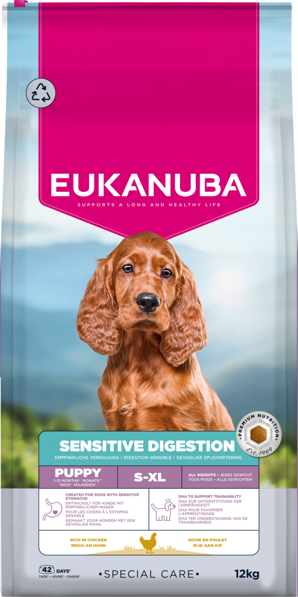 Zak Eukanuba Puppy Sensitive Digestion hondenbrokken, 12 kg