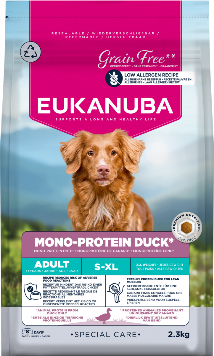 Zak Eukanuba Special Care Mono-Protein Eend hondenbrokken, 2,3 kg