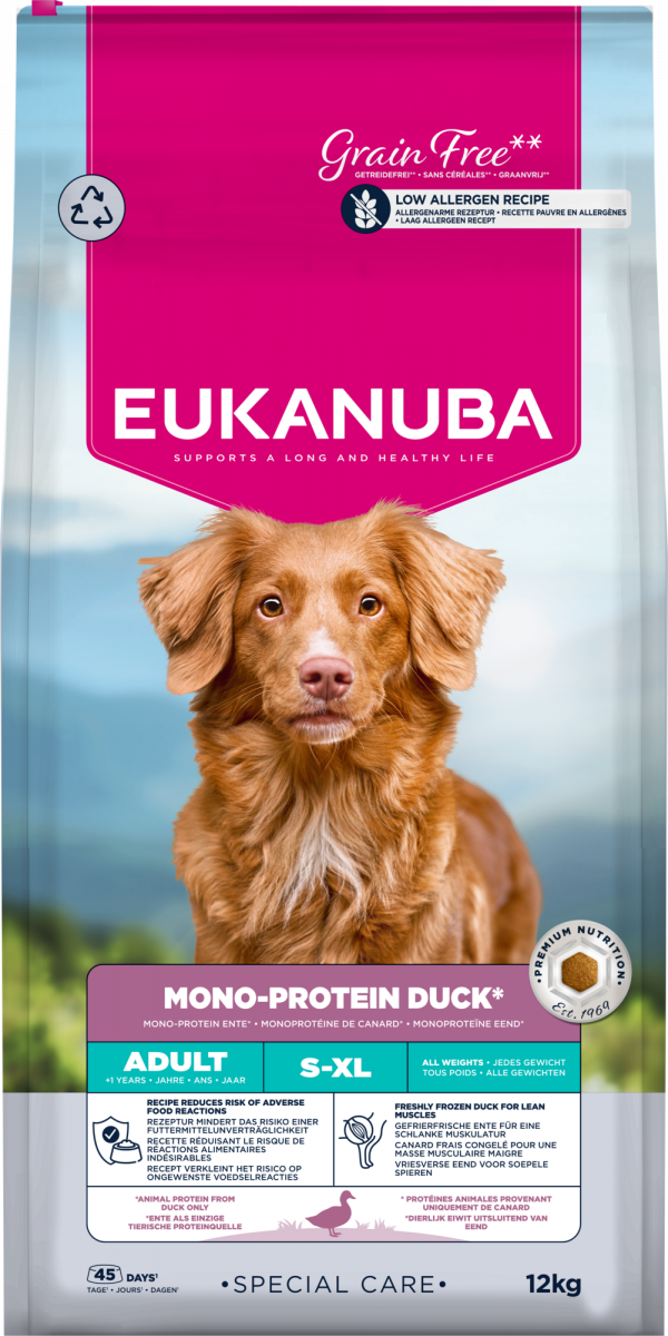 Zak Eukanuba Special Care Mono-Protein Eend hondenbrokken, 12 kg