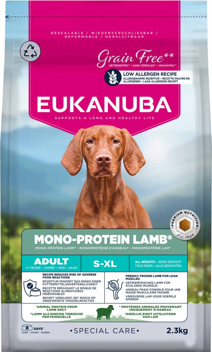 Zak Eukanuba Special Care Mono-Protein Lam hondenbrokken, 2,3 kg