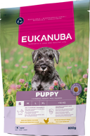 Verpakking van Eukanuba Life Care Puppy Small Hondenvoer Kip 800 g