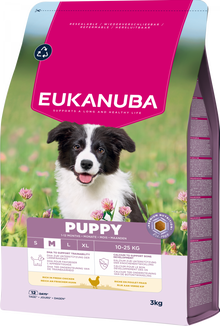Verpakking van Eukanuba Life Care Puppy Medium Hondenvoer Kip 3 kg