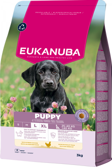 Verpakking van Eukanuba Life Care Puppy Large Hondenvoer Kip 3 kg
