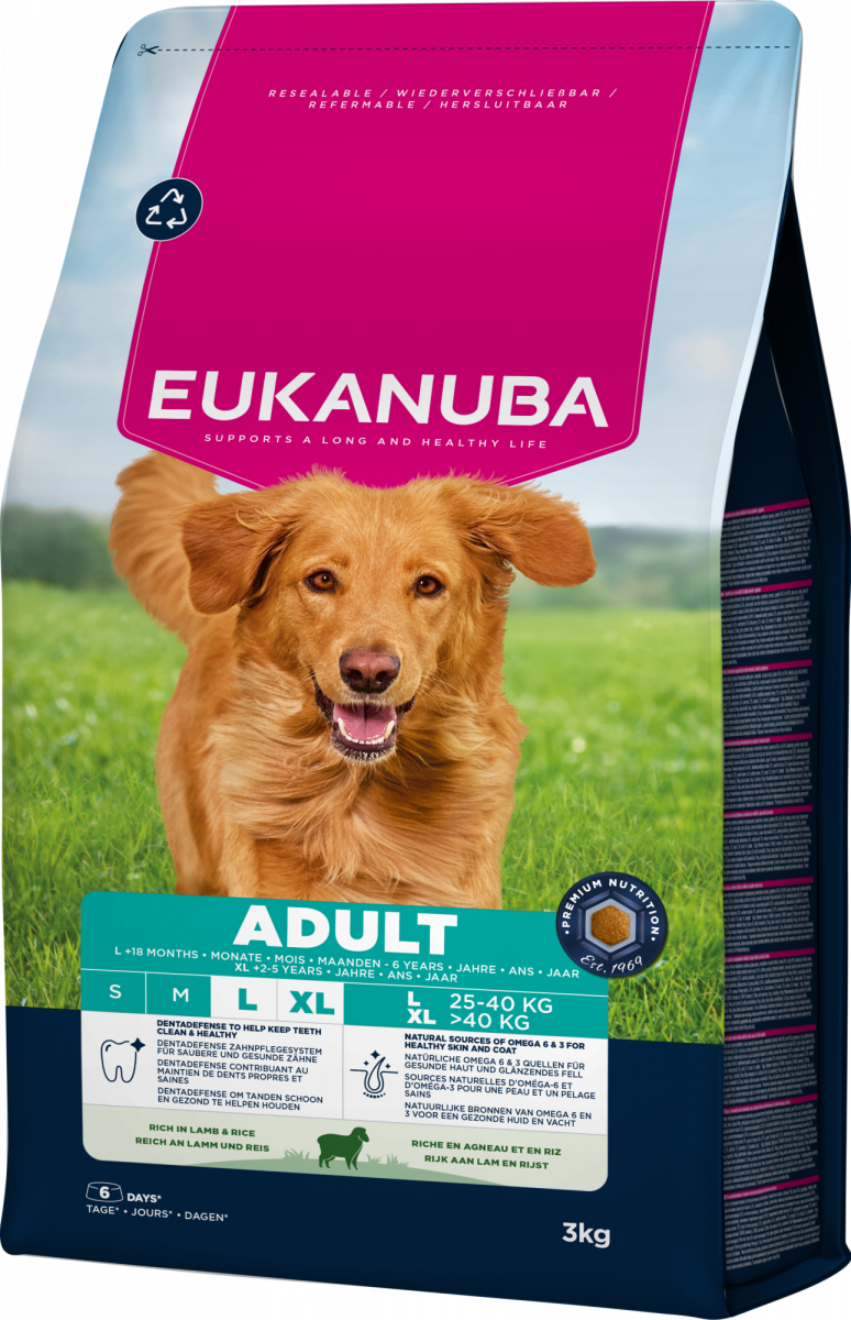 Verpakking Eukanuba Life Care Adult Large lam en rijst 3 kg