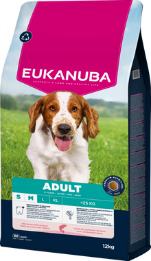 Verpakking Eukanuba Life Care Adult Small/Medium zalm en gerst 12 kg