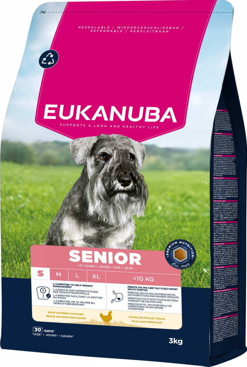 Verpakking Eukanuba Life Care Senior Small Kip 3 kg