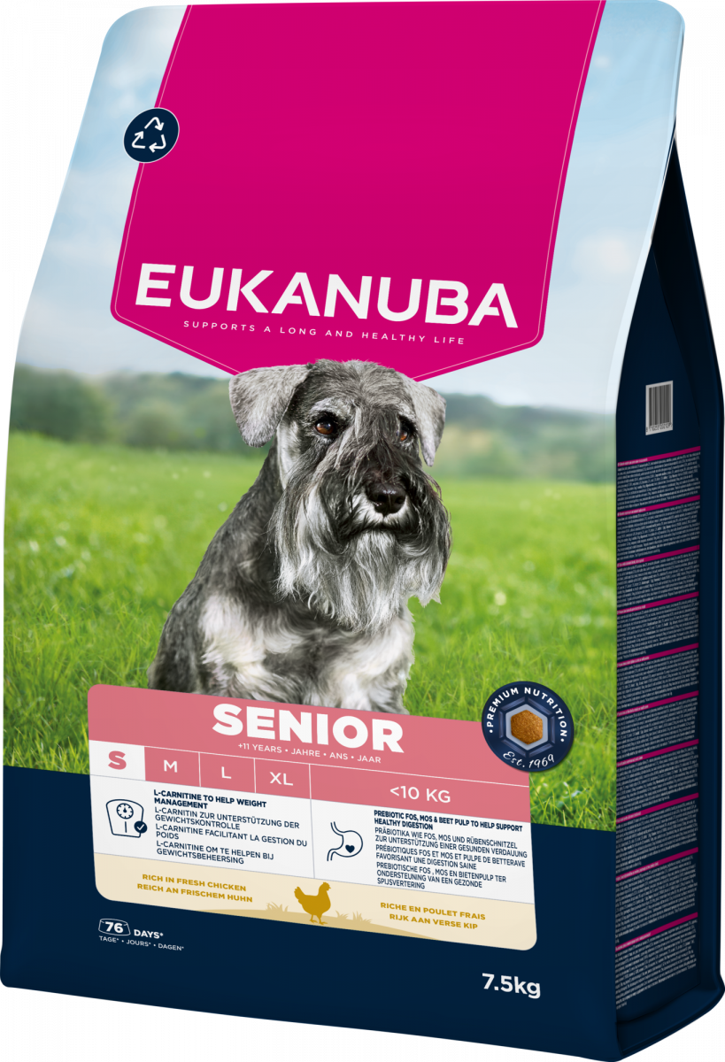 Verpakking Eukanuba Life Care Senior Small Kip 7,5 kg