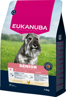 Verpakking Eukanuba Life Care Senior Small Kip 7,5 kg