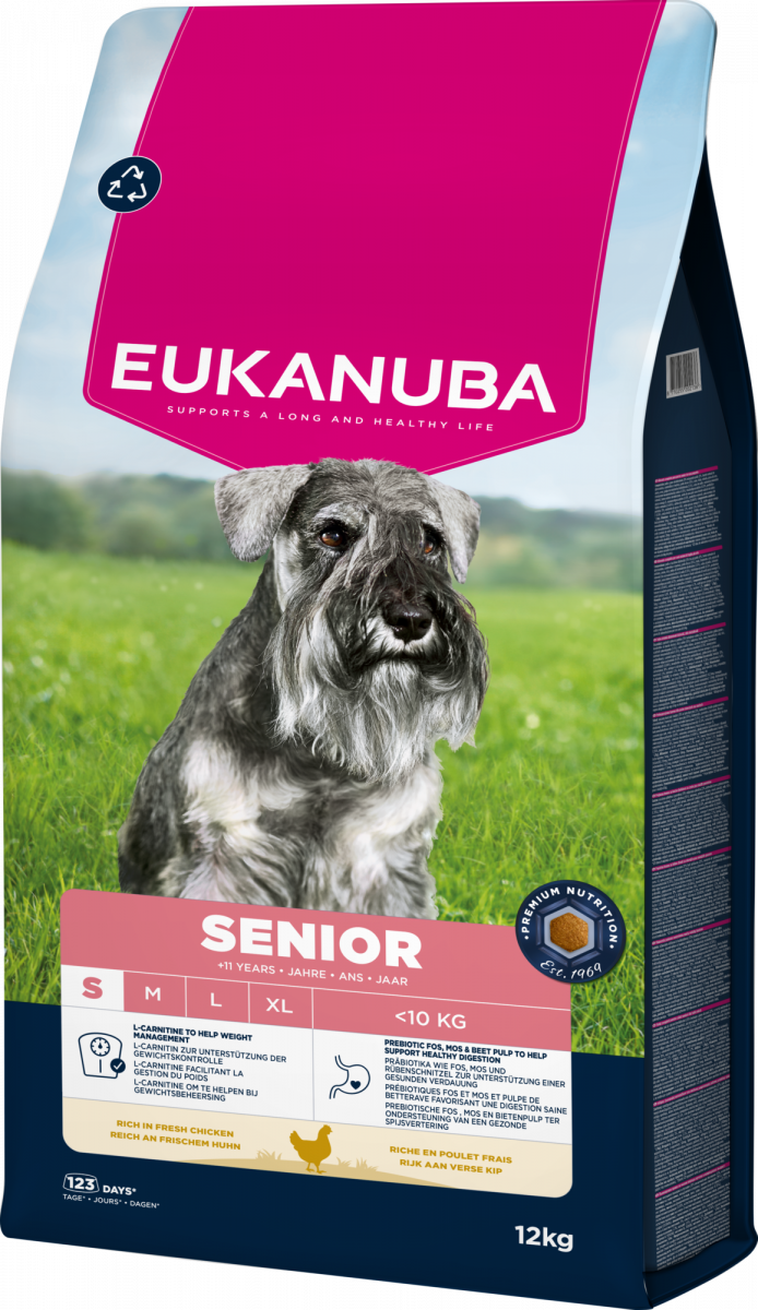 Verpakking Eukanuba Life Care Senior Small Kip 12 kg