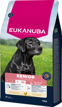 Verpakking van Eukanuba Life Care Senior Large Hondenvoer Kip 12 kg