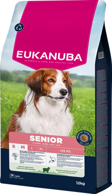 Verpakking Eukanuba Life Care Senior Small/Medium lam en rijst 12 kg
