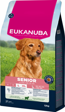 Verpakking Eukanuba Life Care Senior Large lam en rijst 12 kg