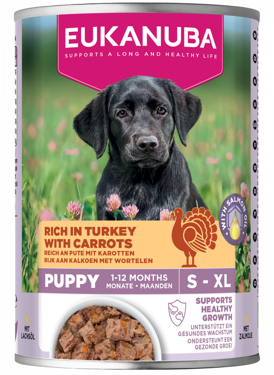 Blik Eukanuba Life Care Puppy natvoer kalkoen en wortelen 400 g