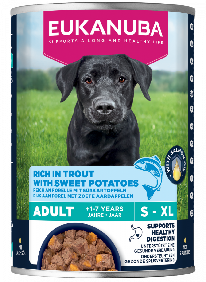 Blik Eukanuba Life Care Adult natvoer forel en zoete aardappelen 400 g