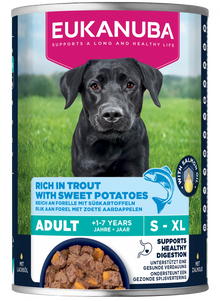 Blik Eukanuba Life Care Adult natvoer forel en zoete aardappelen 400 g