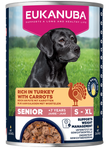 Blik Eukanuba Life Care Senior natvoer met kalkoen en wortelen, 400 g