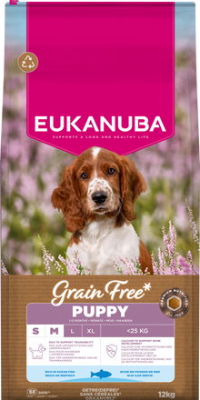 Verpakking Eukanuba Grain Free Puppy Small/Medium zeevis 12 kg