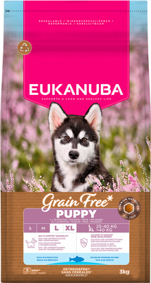 Verpakking Eukanuba Grain Free Puppy Large zeevis 3 kg