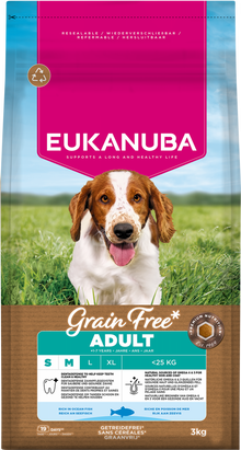 Verpakking Eukanuba Grain Free Adult Small/Medium Ocean Fish Hondenvoer 3 kg