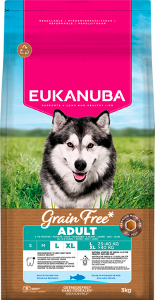 Verpakking Eukanuba Grain Free Adult Large Ocean Fish Hondenvoer 3 kg