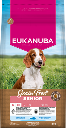Verpakking Eukanuba Grain Free Senior Small/Medium zeevis 3 kg