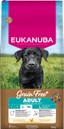 Verpakking Eukanuba Grain Free Adult Large Kip Hondenvoer 12 kg