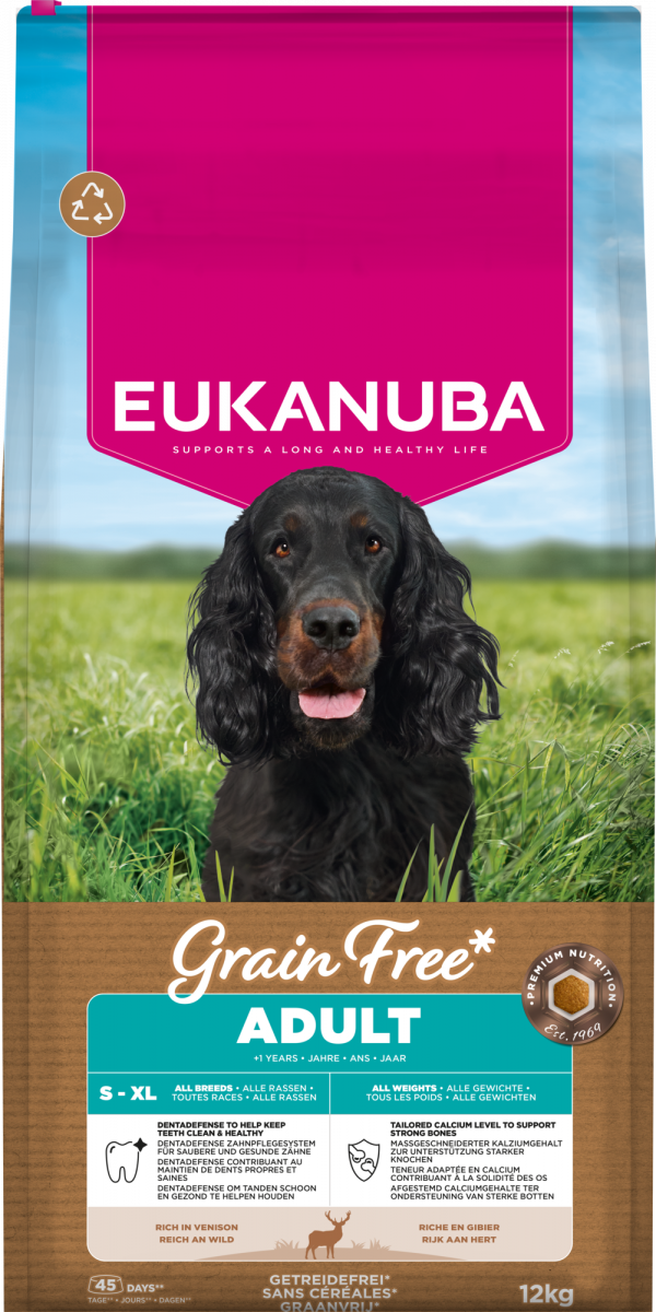 Verpakking Eukanuba Grain Free Adult Venison Hondenvoer 12 kg