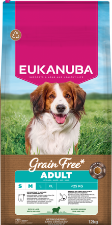 Verpakking Eukanuba Grain Free Adult Small/Medium Lamb Hondenvoer 12 kg