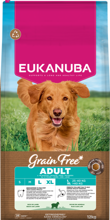 Verpakking Eukanuba Grain Free Adult Large Lamb Hondenvoer 12 kg