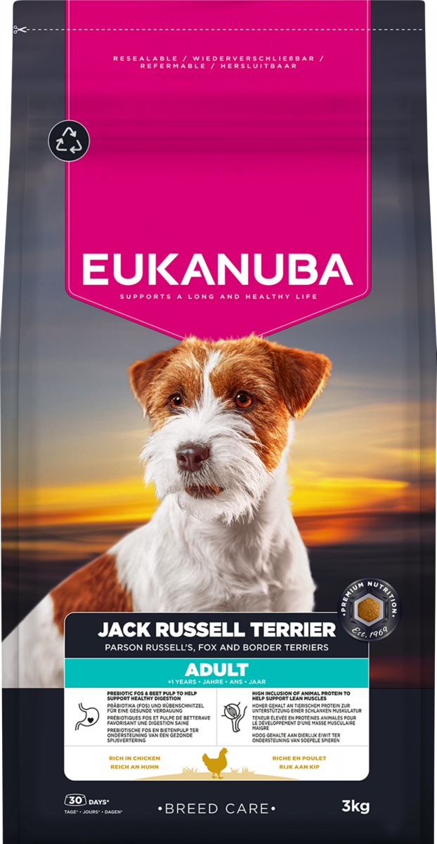 Eukanuba Breed Care Jack Russell hondenvoer 3 kg voor volwassen terriërs
