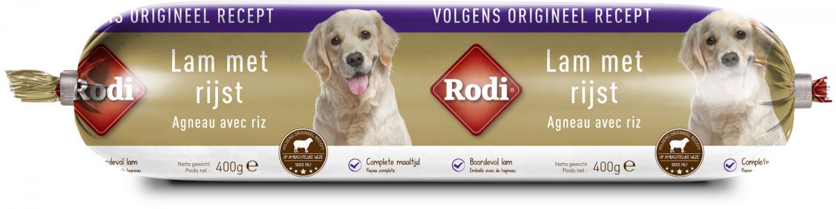 Verpakking Rodi Worst Lam en Rijst 400 g