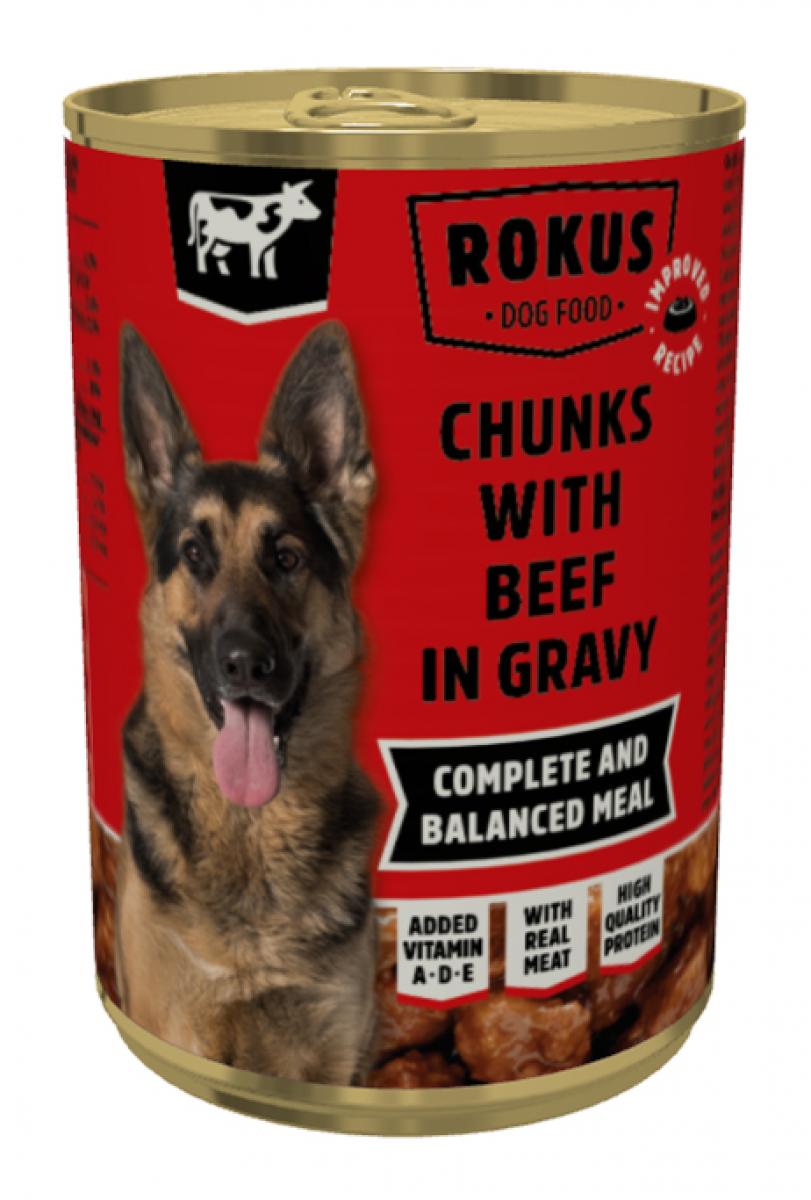 Verpakking Rokus Adult Brokjes Rund in Saus 415 g